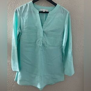Emily Daniels‎ Women’s Aqua Linen Tunic Top Size Small